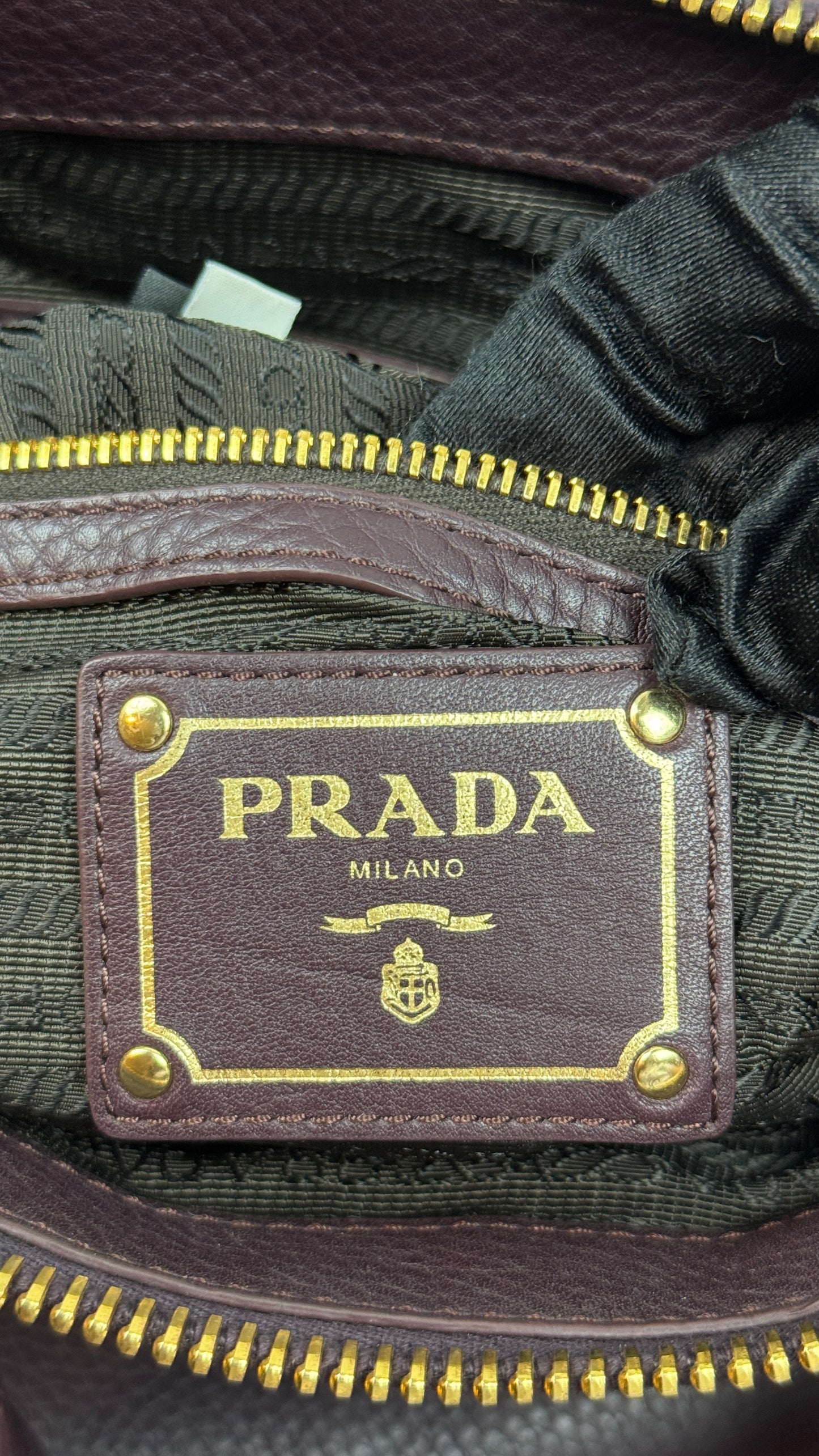 Prada Vitello Daino Leather Bauletto Purple