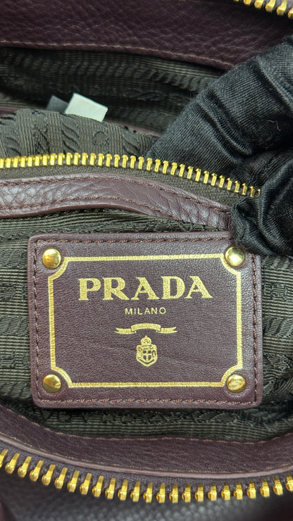 Prada Vitello Daino Leather Bauletto Purple