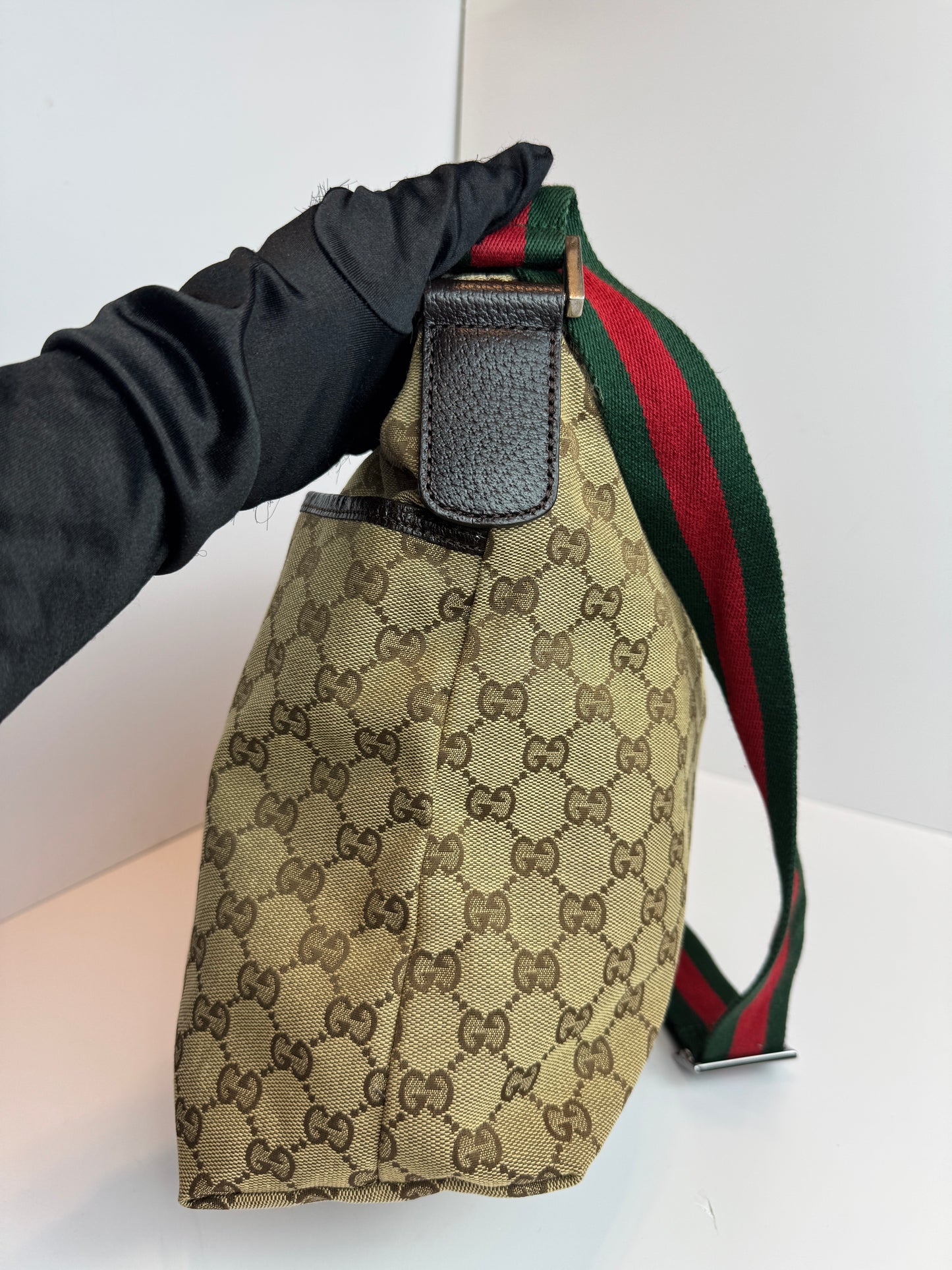 GUCCI Web Stripe GG Canvas Brown