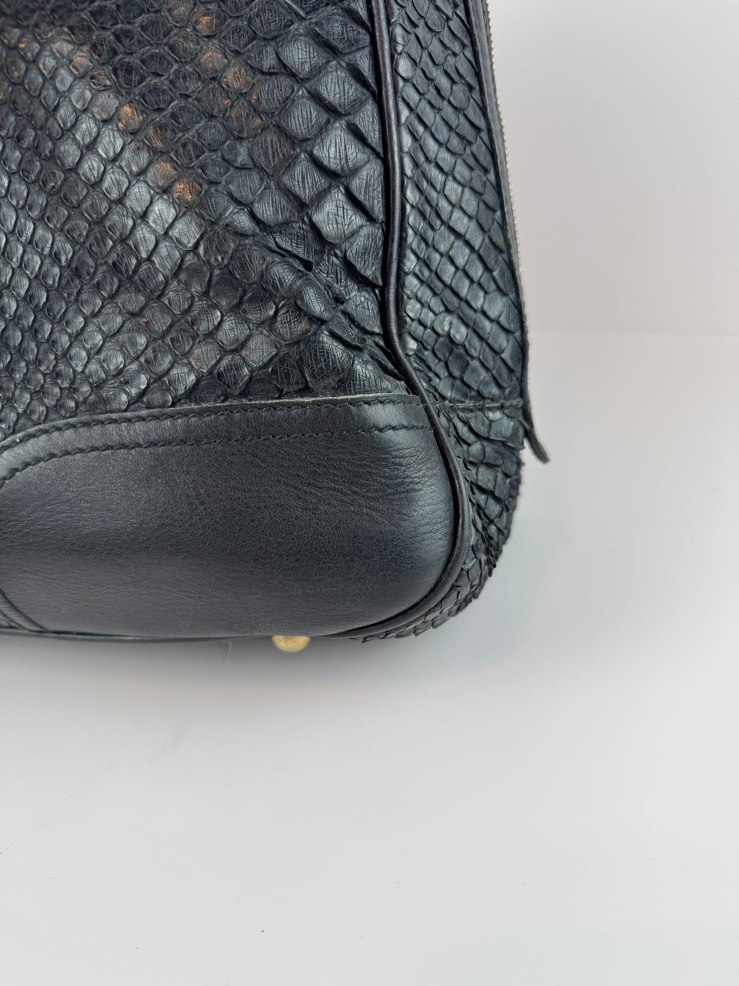Gucci Princy Hobo Python Black Leather Web stripe