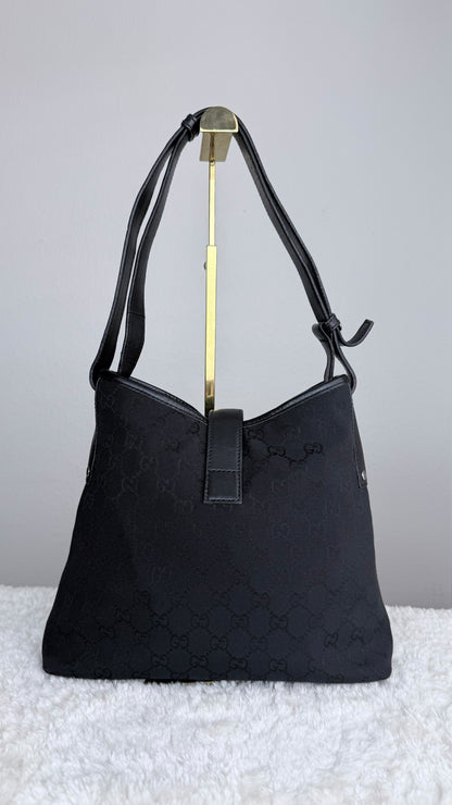 GUCCI Piston Shoulder GG Monogram Black