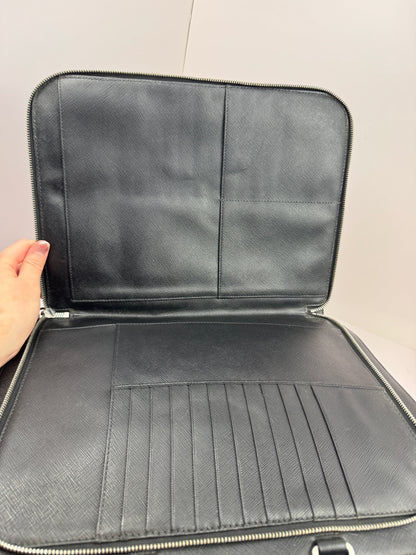Prada Saffiano Business Briefcase two tone Black& Blue