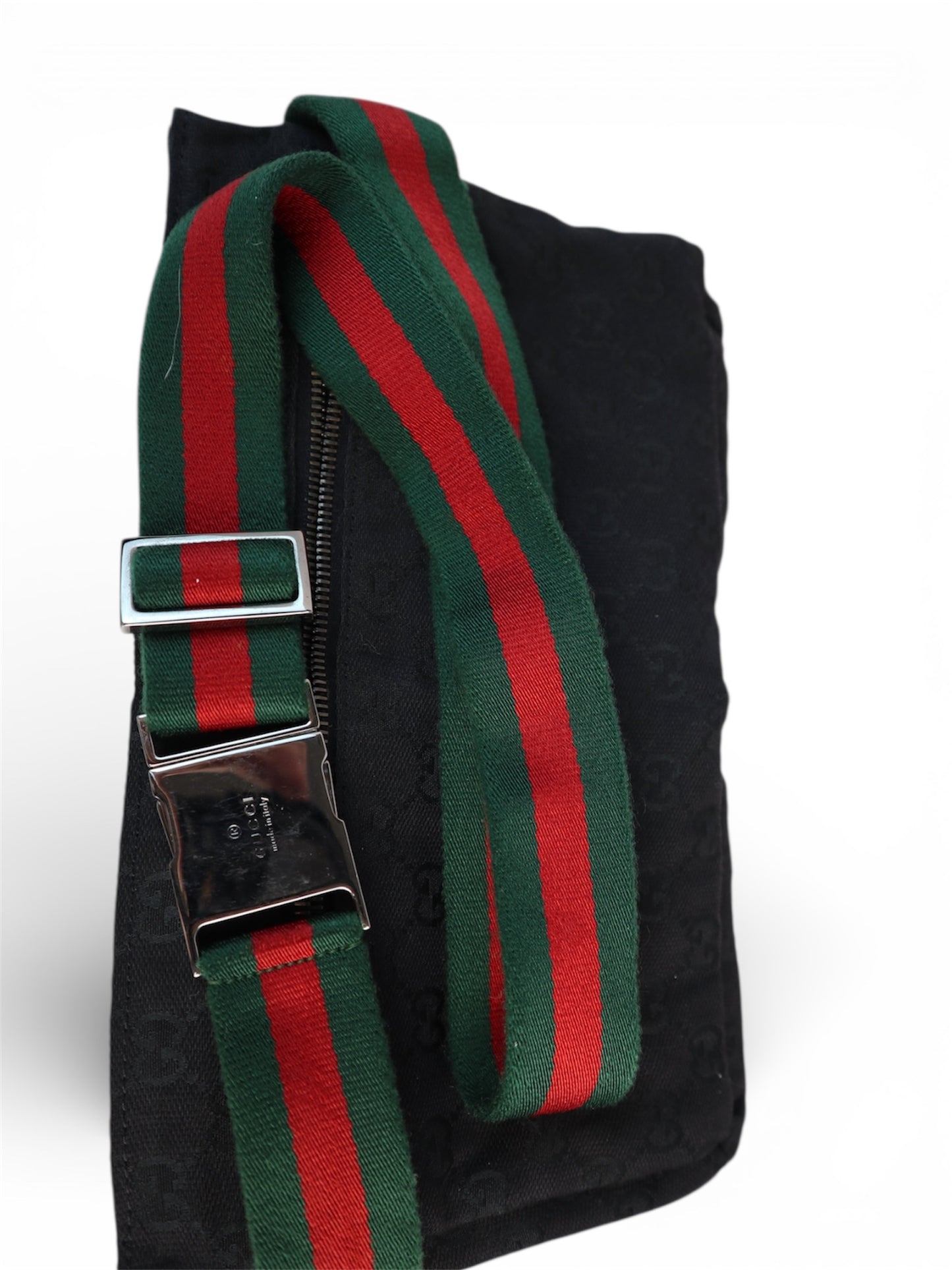 Gucci Double Belt Bag Web Strap Black