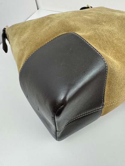 Loewe Anagram Shoulder Suede Leather Bag