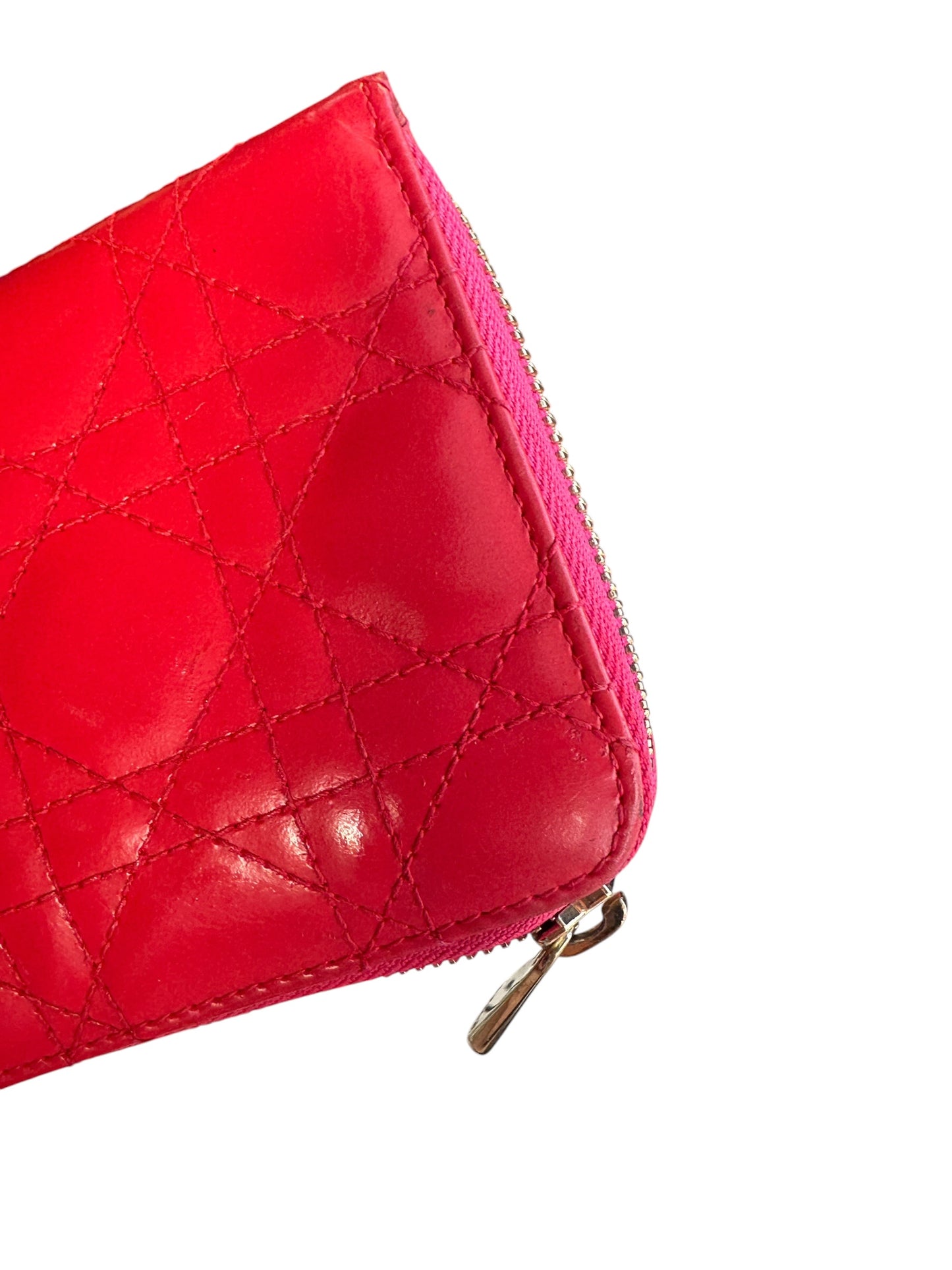 WA4👛Dior Long wallet zippy Red (COA Included) retail $1350