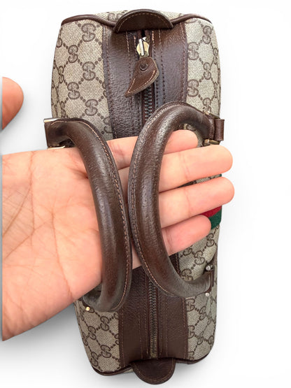 Gucci Vintage Web Stripe Coated Canvas Brown