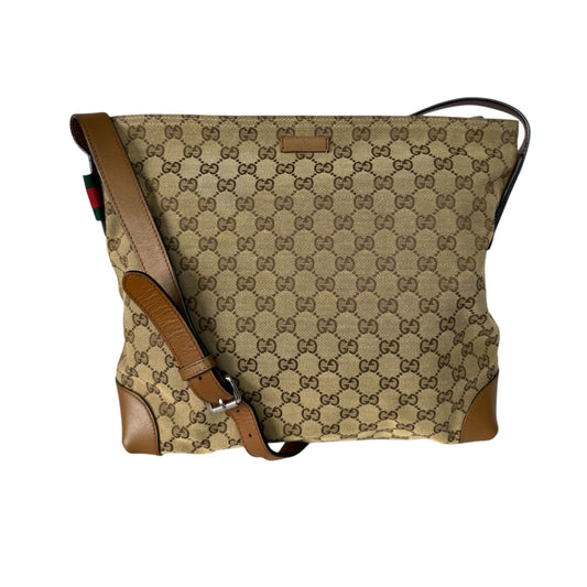 Gucci Web Loop Shoulder GG Canvas Light Brown