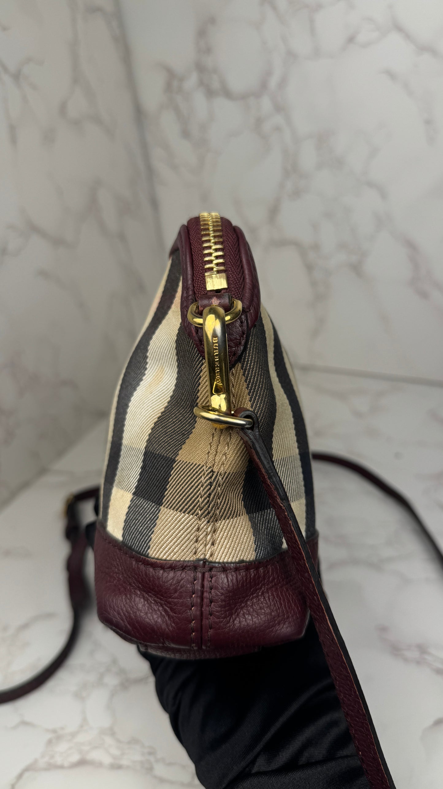 Burberry Convertible Clutch House Check Canvas Small