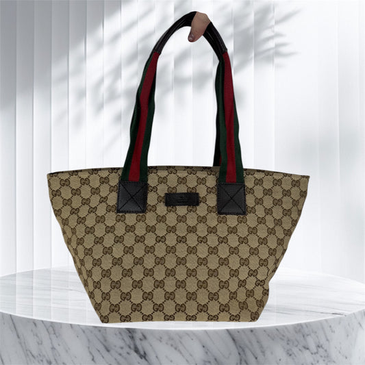 Gucci Web Zip Tote GG Canvas