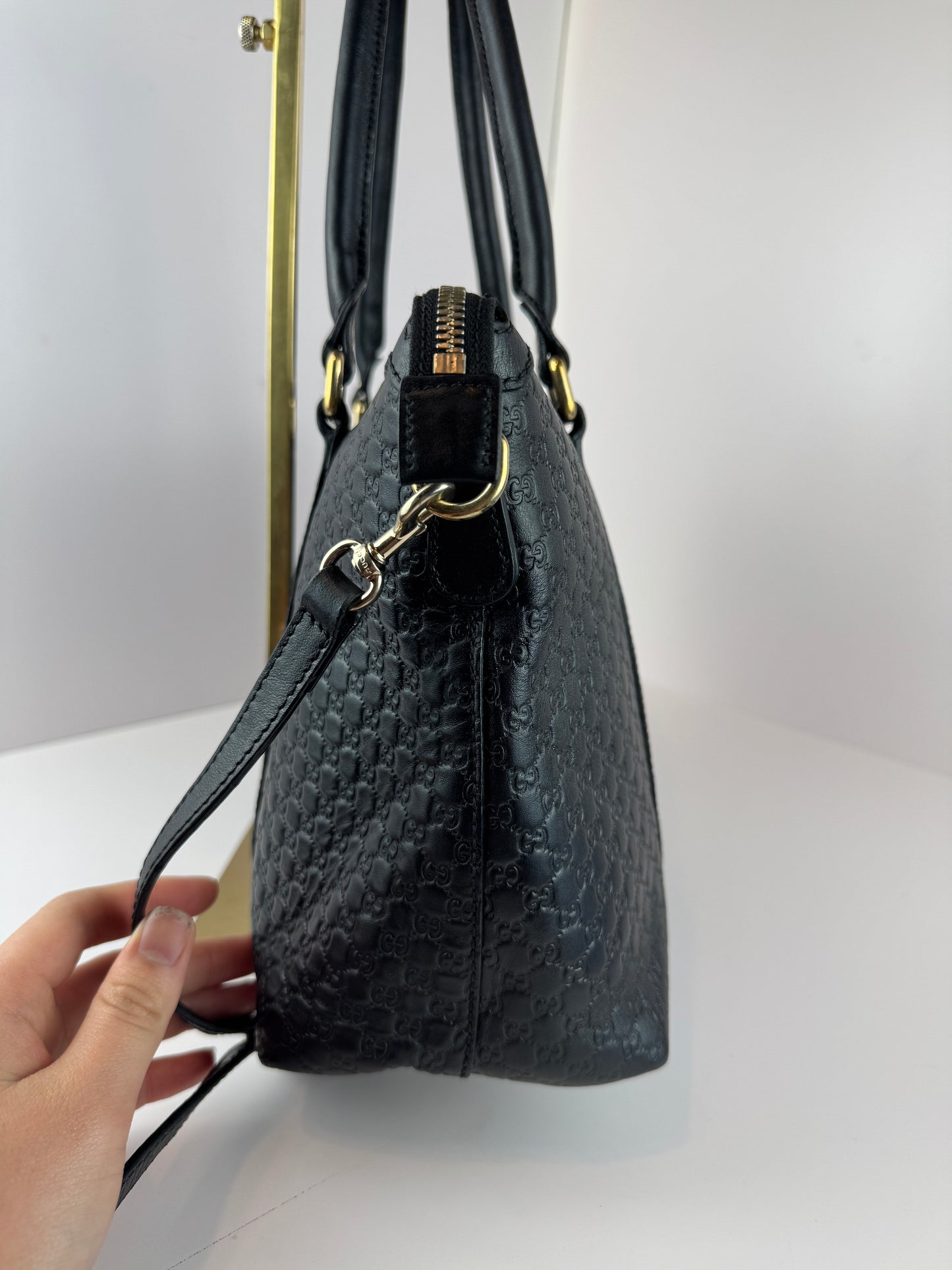 Gucci Soft Microguccdssima small Zippered Satchel Black