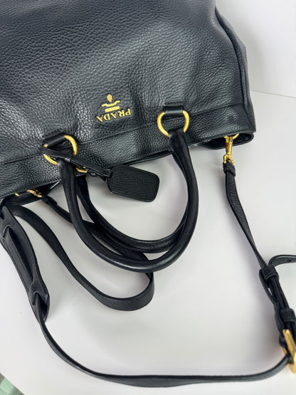 PRADA Vitello Daino Double Pocket Leather Black