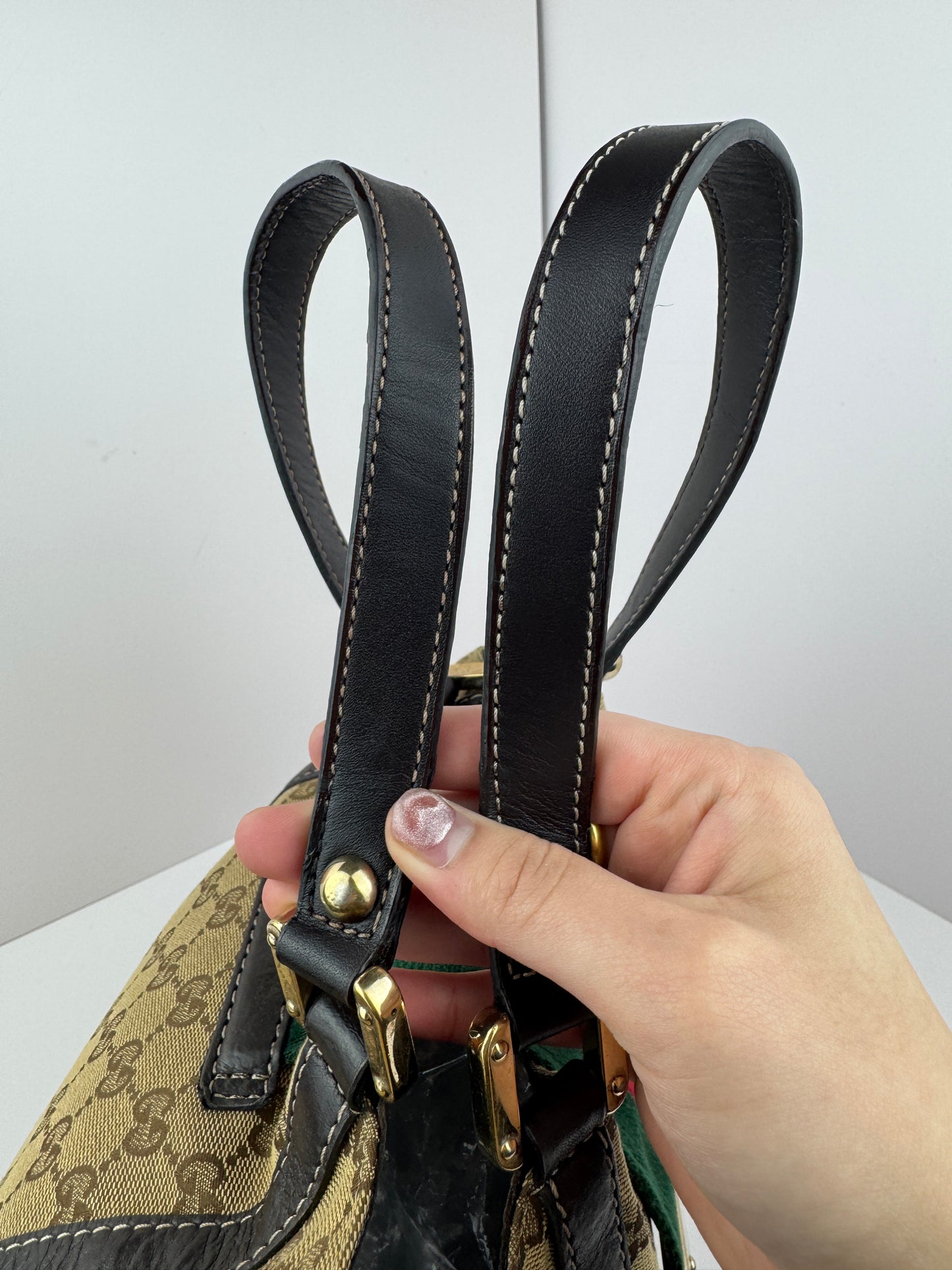 GUCCI Web Tote New Ladies Monogram Dark Brown