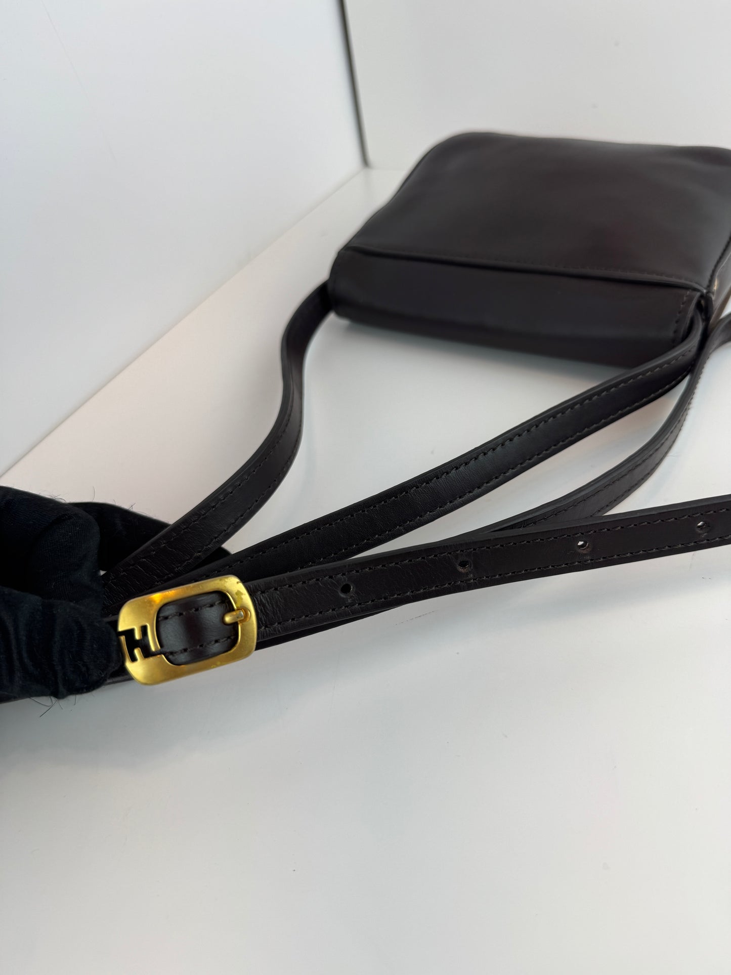 Fendi Vitello Elite Small Chameleon Crossbody Dark Brown