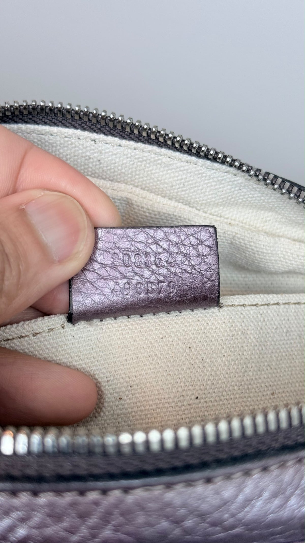 GUCCI Soho Disco Leather Purple Metallic Crossbody