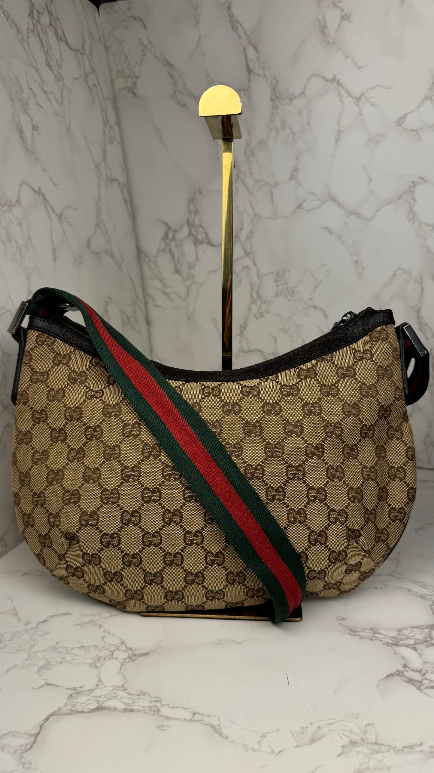 Gucci Half-Moon Wen Strap hobo brown