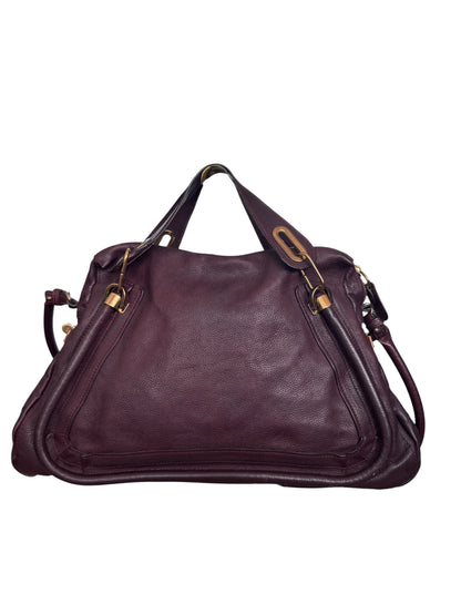 Chloe Paraty Top Handle bag Leather Medium Dark Burgundy