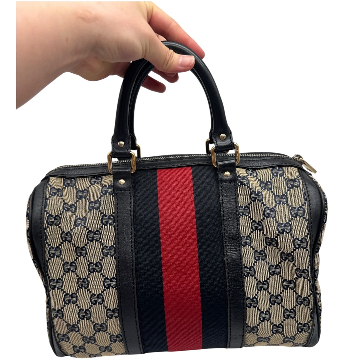 Authentic Gucci Boston GG Canvas Navy Blue