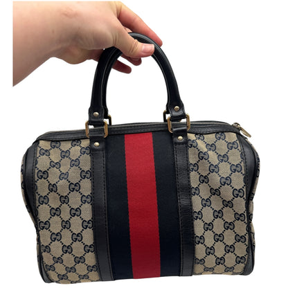 Authentic Gucci Boston GG Canvas Navy Blue