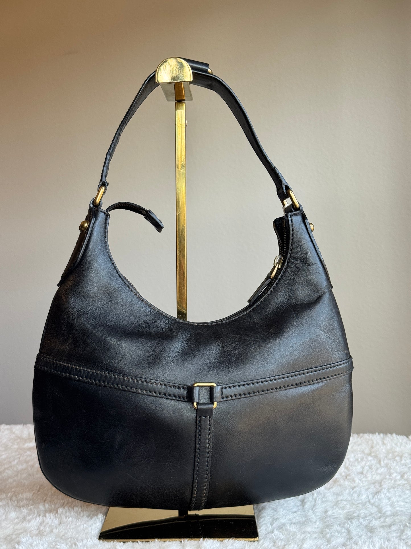 GUCCI Reins Hobo Leather Black