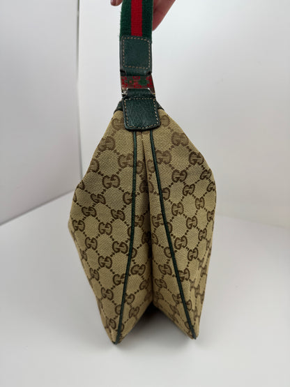 Gucci Hobo Shoulder Bag Sherry Line Strap Green
