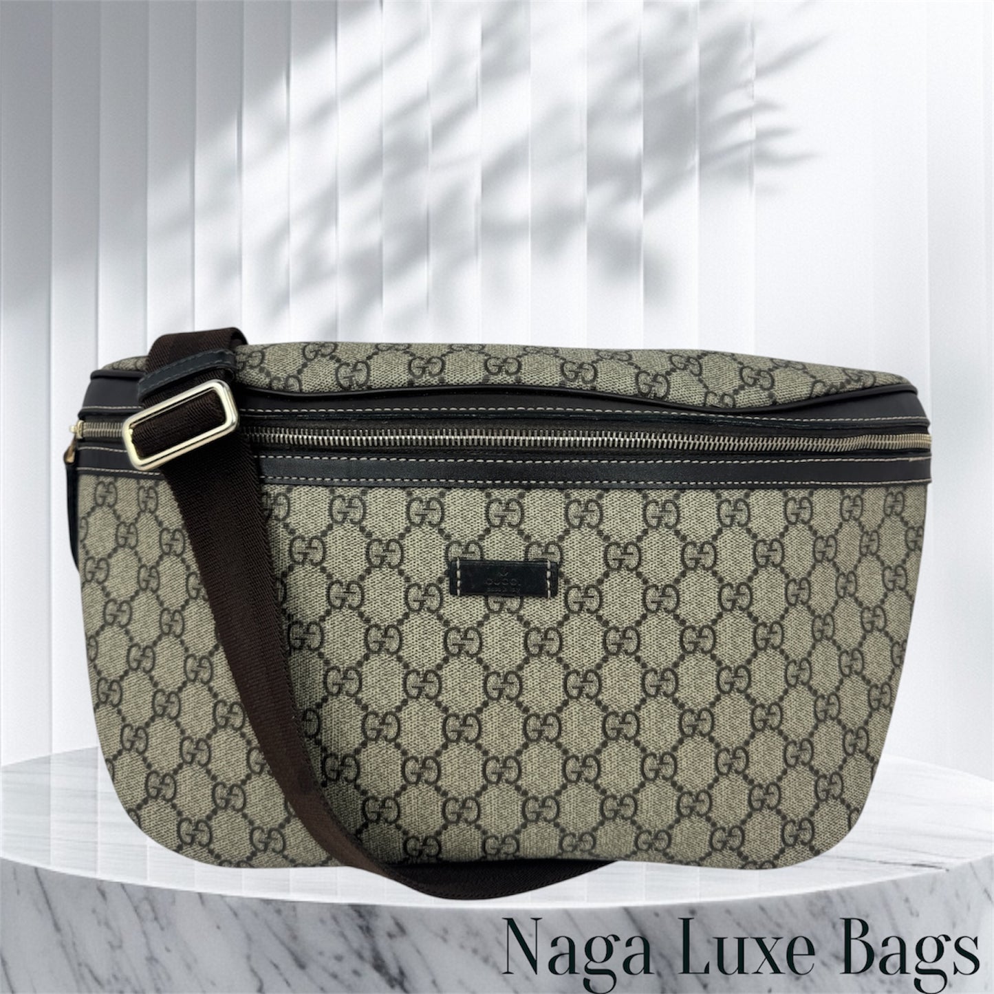 Gucci Belt Bag Coated Canvas GG Brown