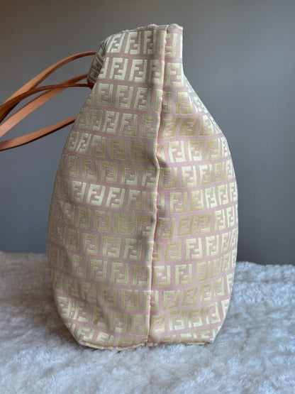 FENDI Zucca Tote FF Canvas Pink