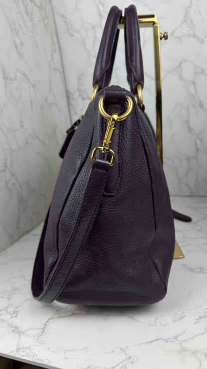 Prada Vitello Daino Leather Bauletto Purple