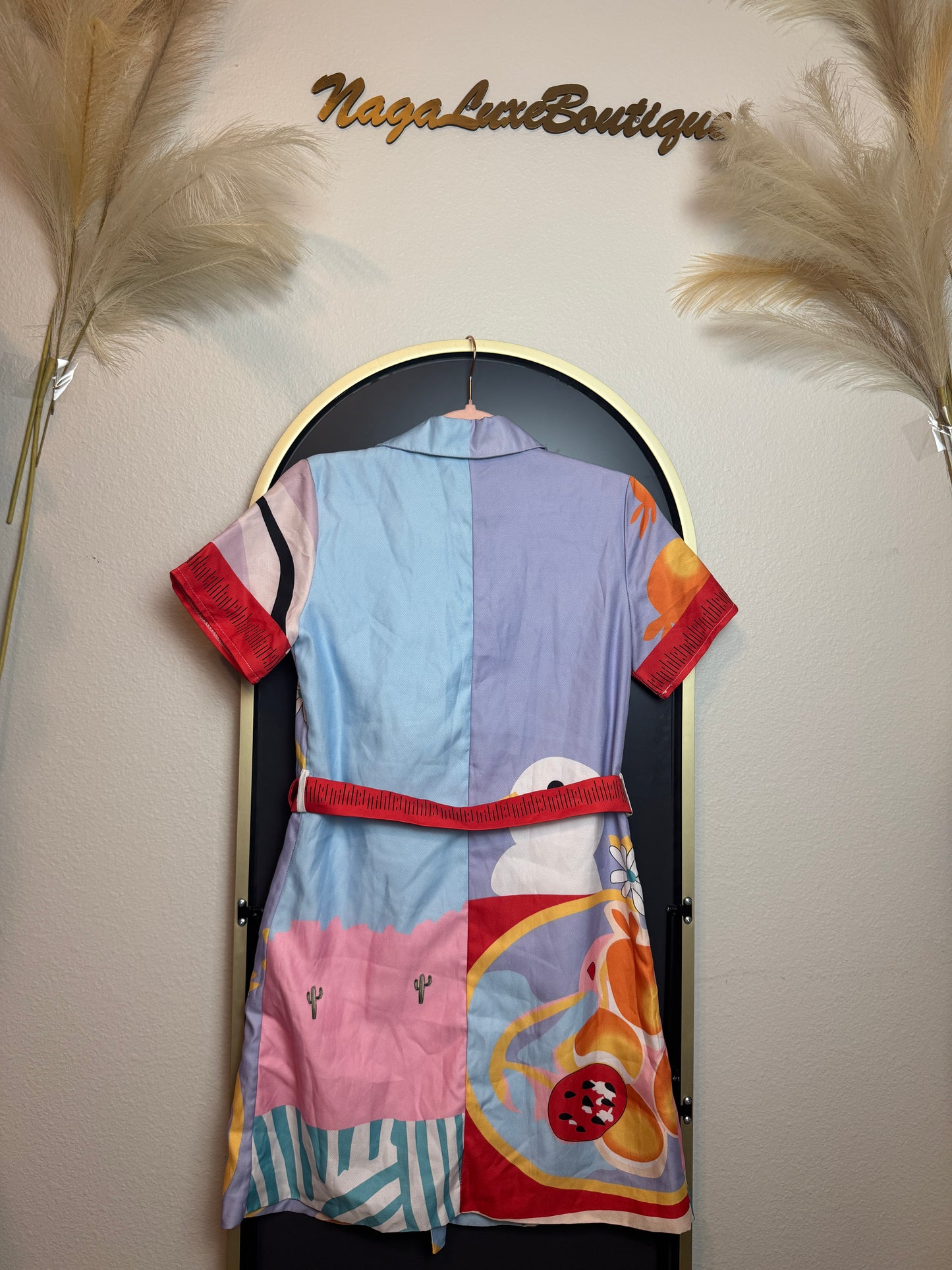D14👗Pastel Pop Art Shirt Dress – Pre-Owned (All Sales Final) 💙🌼✨