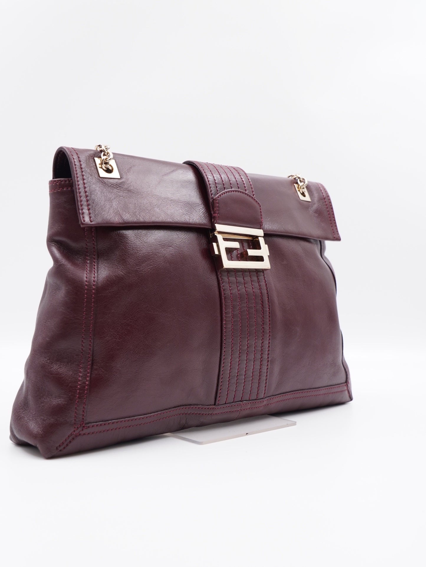 Fendi Purple Leather Maxi Baguette Flap