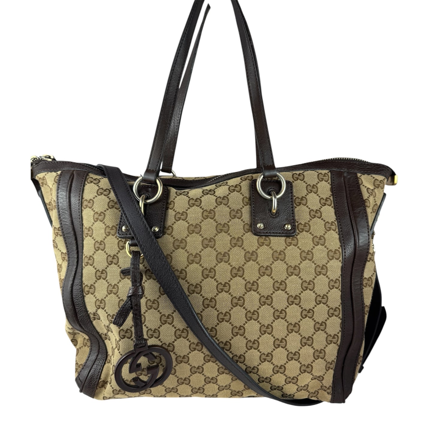Gucci GG Charm Convertible Tote GG Canvas Brown