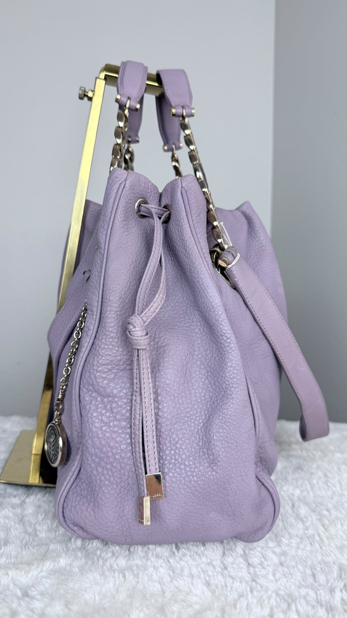 BVLGARI Leather Top Handle Purple