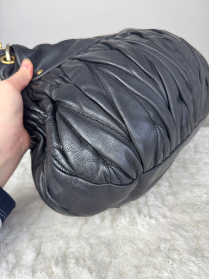 MIU MIU Nappa Matelasse Coffer Hobo Black