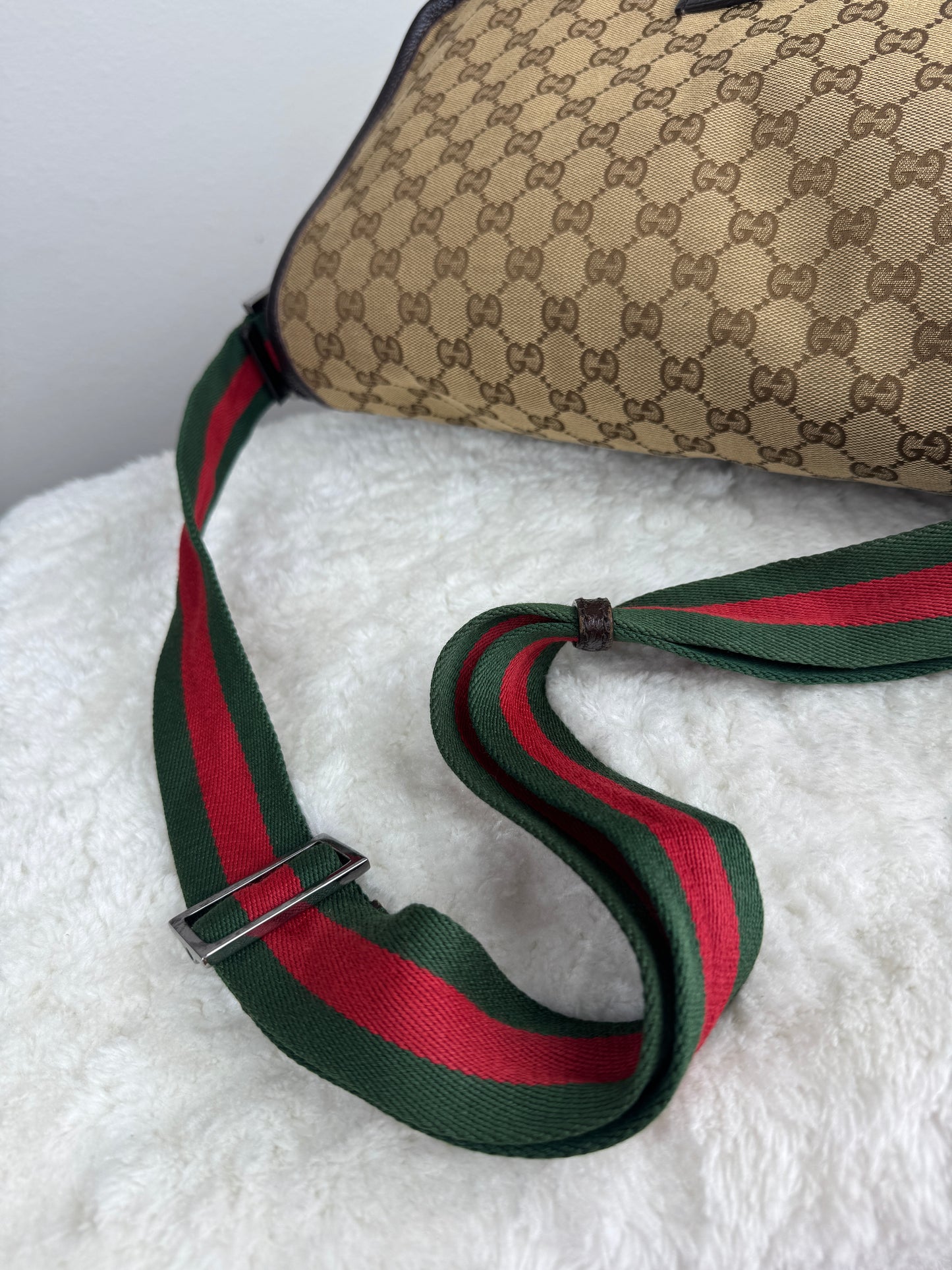 GUCCI Web Strap Messenger GG Canvas Brown