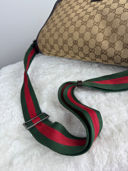 GUCCI Web Strap Messenger GG Canvas Brown