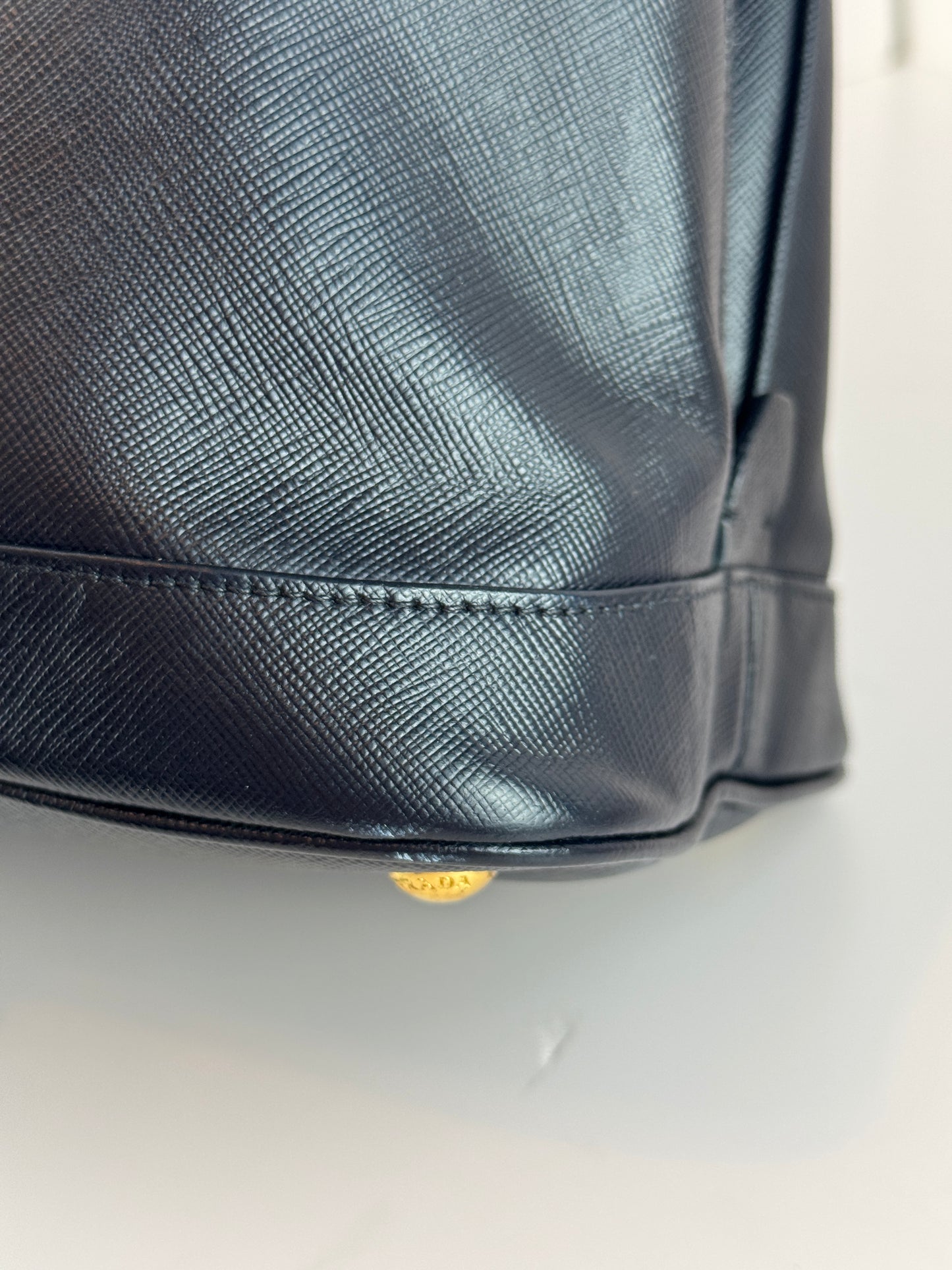 Prada Vernice Medium Open Promenade tote Navy Black