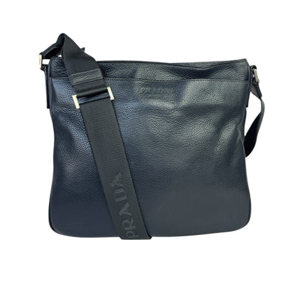 PRADA Pocket Leather Messenger Navy