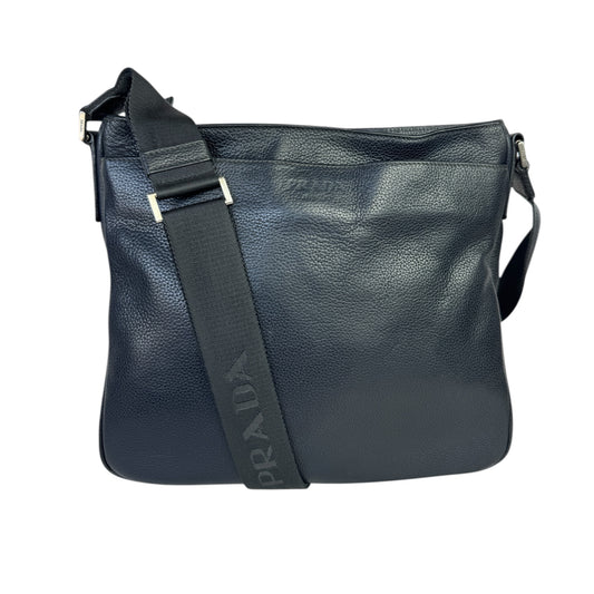 PRADA Pocket Leather Messenger Navy