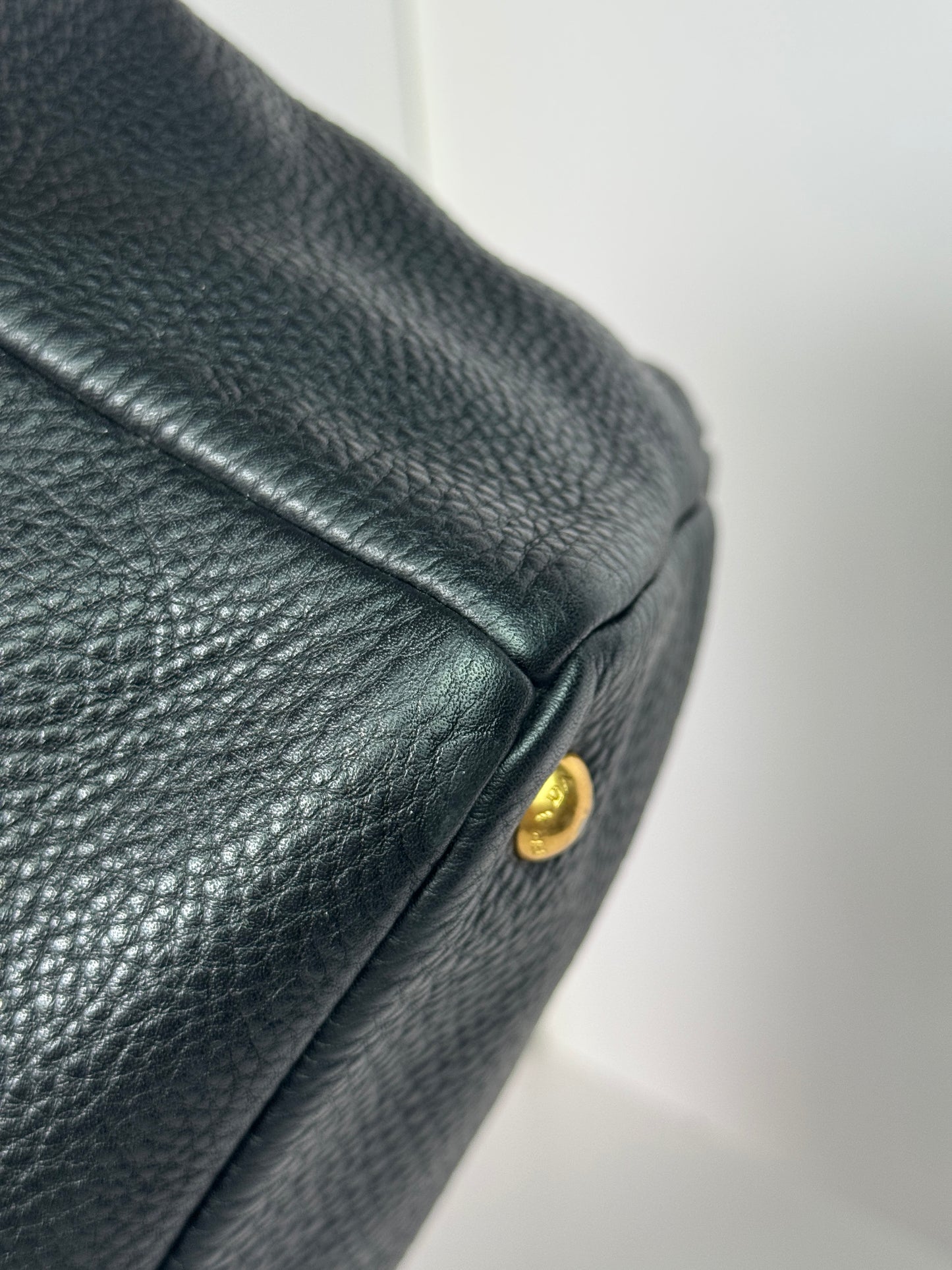 PRADA Vitello Daino Double Pocket Leather Black