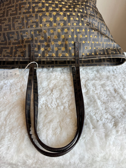FENDI Tobacco Zucca Print Star Perforated Coated canvas Medium
