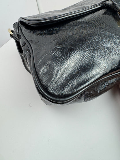 FENDI Patent Fly Shoulder Bag Black