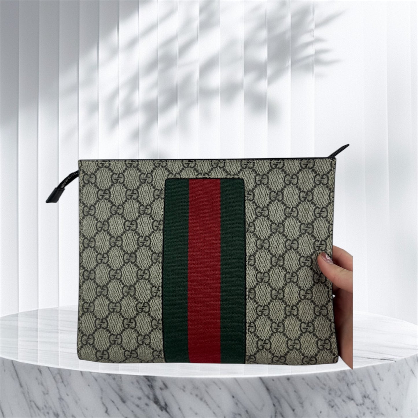 Gucci Clutch GG Supreme Pouch Web Ophiadia Dark