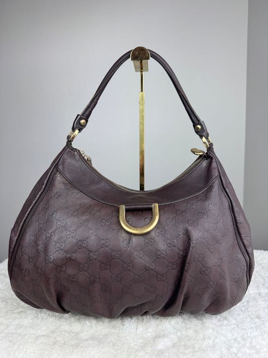 GUCCI D ring Hobo guccissima leather brown