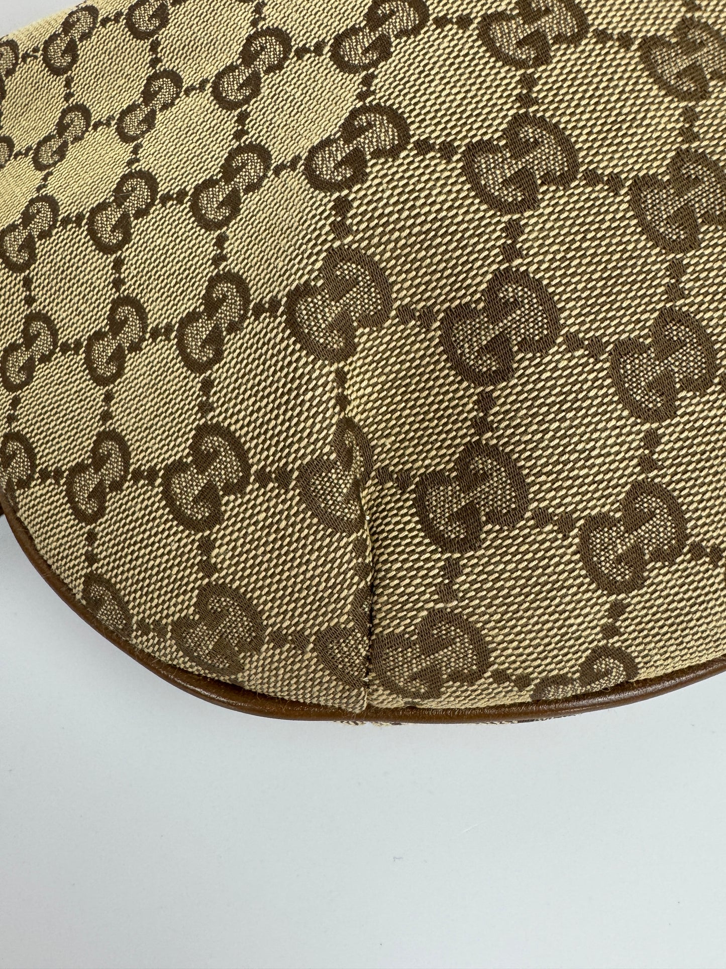 Gucci Web Half Moon Crossbody GG Canvas Brown