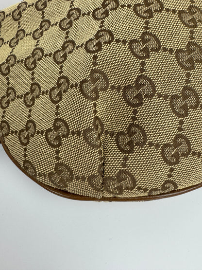 Gucci Web Half Moon Crossbody GG Canvas Brown