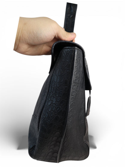 Prada Croc-Embossed Leather Top Handle Bag – Medium