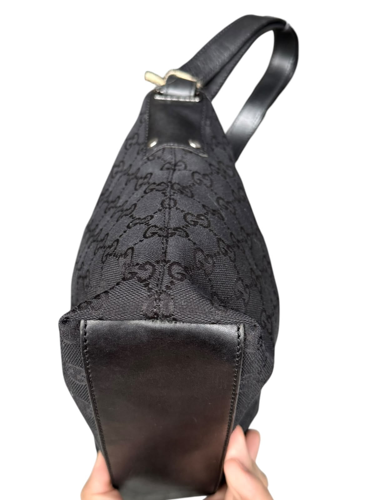 Gucci Piston Lock Shoulder bag GG Canvas Black