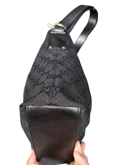 Gucci Piston Lock Shoulder bag GG Canvas Black