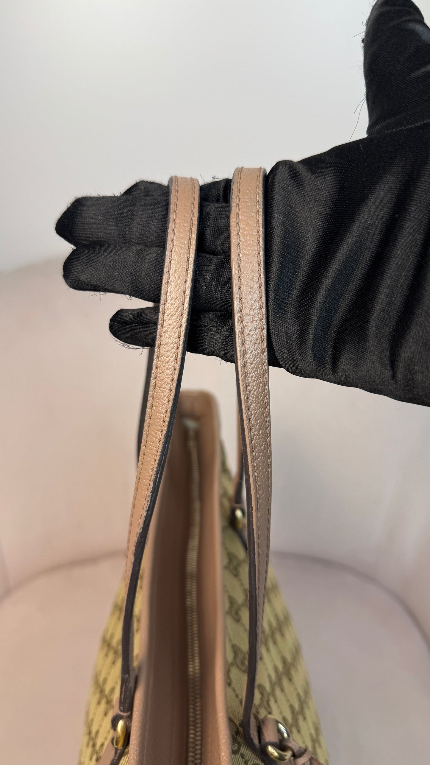 Gucci Bree GG Canvas Tote Shoulder Bag Nude