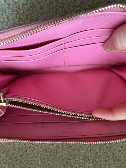 Prada saffiano zippy pink
