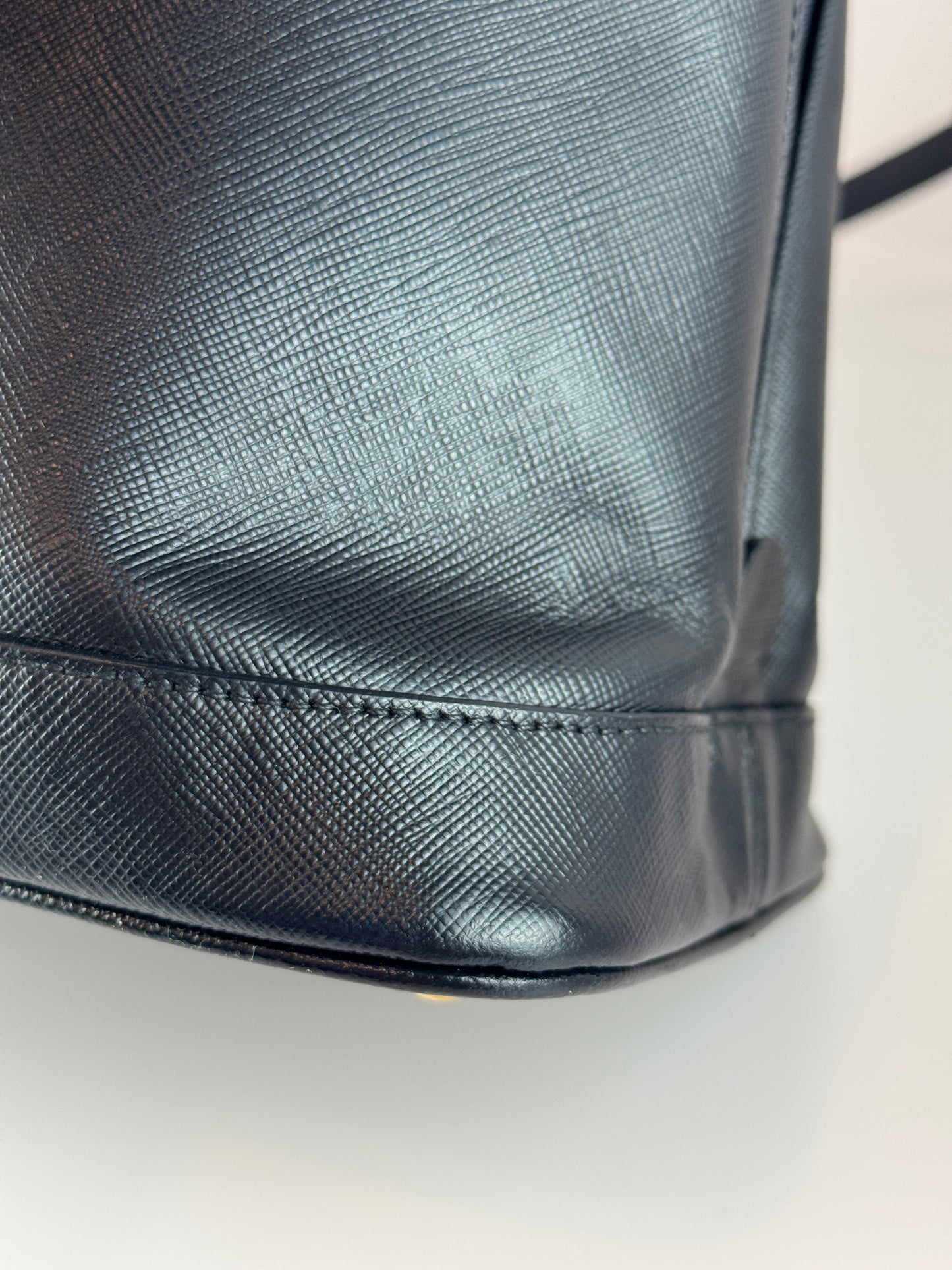 Prada Vernice Medium Open Promenade tote Navy Black